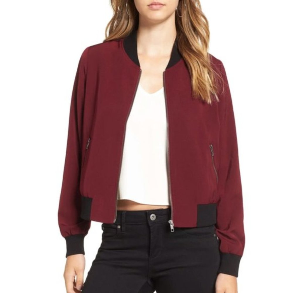 Mural Smooth Elastic Trimmed Bomber Baseball Style Jacket Womens Size XSmall